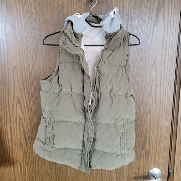 Eolvin Klein Khaki Hooded Puffer Vest Size Small - Picture 3 of 13